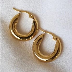 18k Gold Stainless Steel Chunky Hoop Earrings